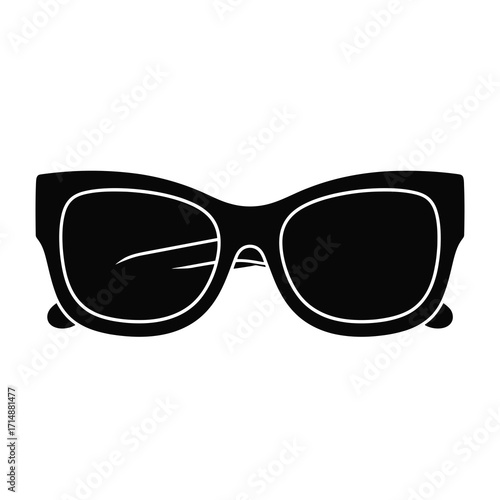 Black sunglasses silhouette isolated on white background