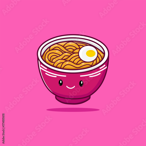Cute Cartoon Ramen Bowl vector