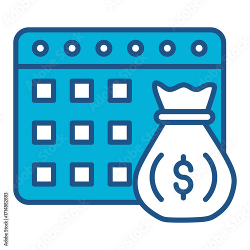 Capital Icon In Blue Monochrome Flat Design, Vector Illustration