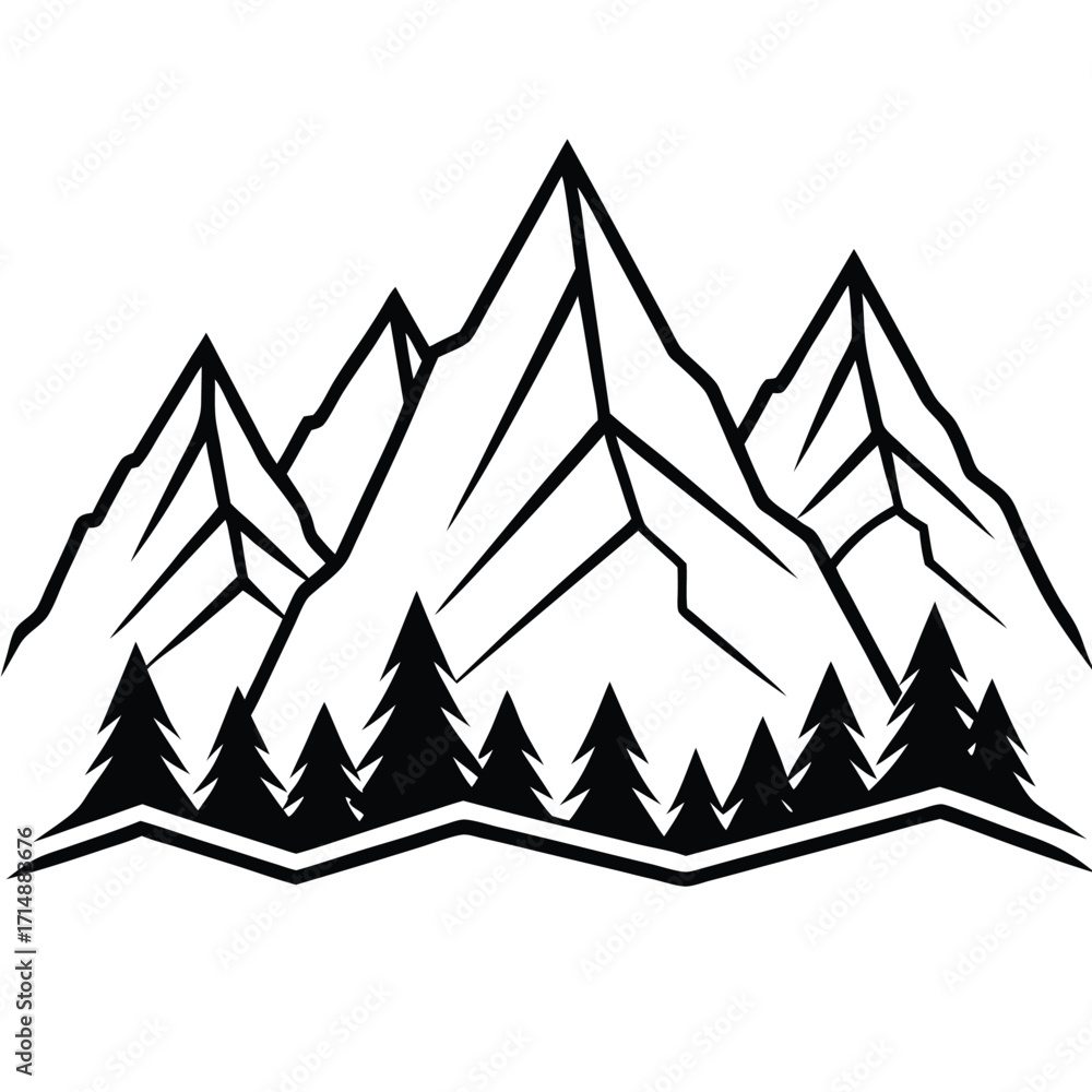 Obraz premium Majestic mountain range silhouette with a clear sky perfect for nature and adventure themes