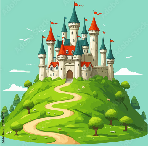 Vector illustration of a magical castle