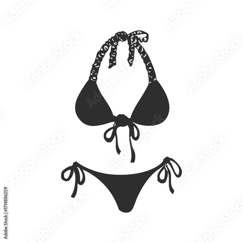 Bikini Swimwear Silhouette Illustration. Summer Fashion And Beachwear Design Isolated Vector Illustration