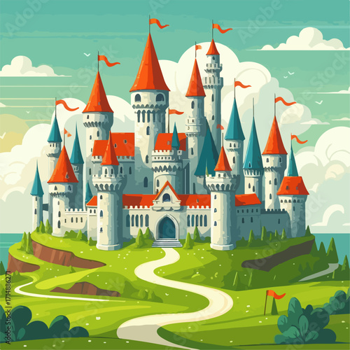 premium Vector flat design of a magical castle