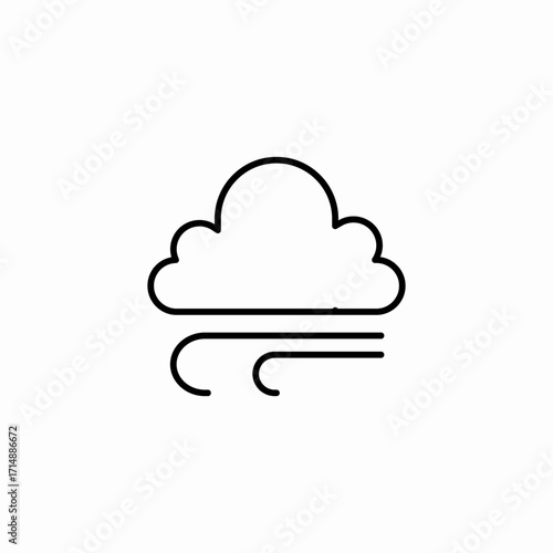 cloud horizontal wind icon sign vector