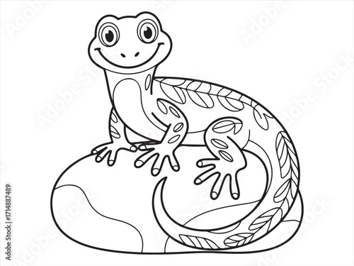 Fun cartoon reptile illustration for children’s coloring book design