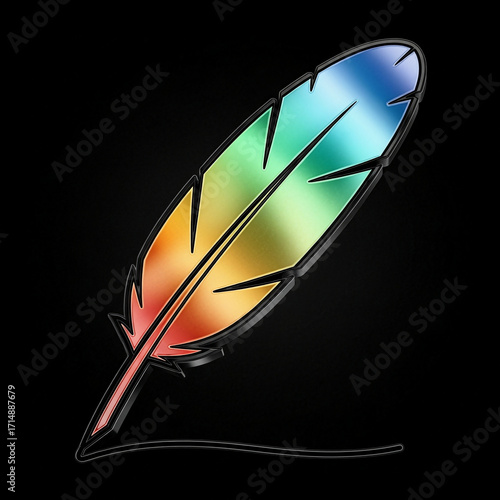 Colorful Gradient Feather on Black Background