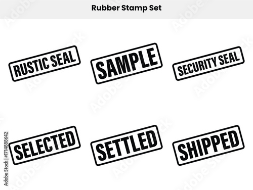 Assorted Black Grunge Rubber Stamps Set Featuring Various Business Related Words
