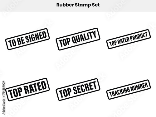 Black Ink Rubber Stamps Set with To Be Signed, Top Quality, Secret, and Tracking Number