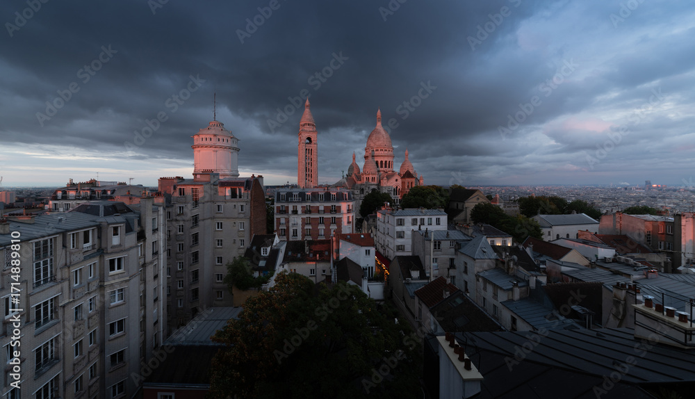 custom made wallpaper toronto digitalSacré-Cœur basilica panorama from the top, monmartre, Paris at the sunset