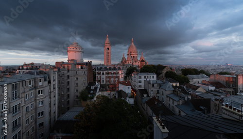 Wallpaper Mural Sacré-Cœur basilica panorama from the top, monmartre, Paris at the sunset Torontodigital.ca