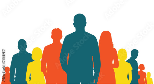 Vibrant Silhouettes of a Diverse Group of People Standing Together