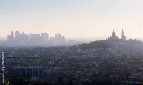 Wallpaper Mural Sacré-Cœur basilica and La Defense quater, Paris top panorama Torontodigital.ca