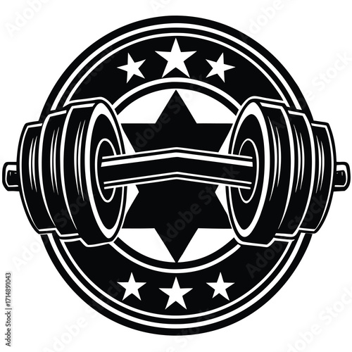 Modern gym and fitness dumbbell logo design for sports and health brands