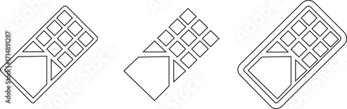 Chocolate icons set, Chocolate icon outlined icon vector collection. Silhouette chocolate bar simple icon design vector illustration, chocolate icon simple vector brown block chocolate