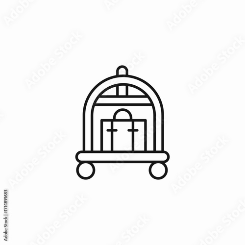 bellhop cart luggage icon sign vector