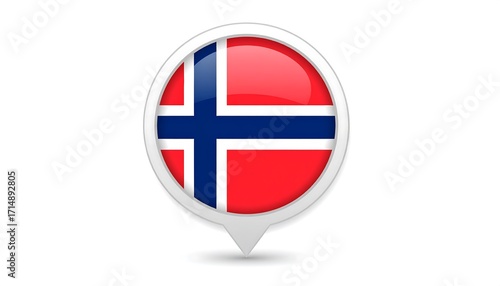 Free Download A glossy, circular emblem displays the flag of Norway against a plain white backdrop. - GFXLoad