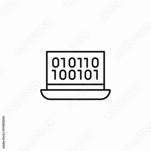 laptop binary code icon sign vector