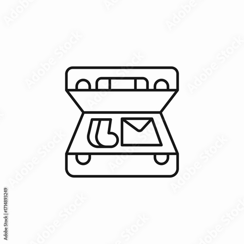 open luggage items icon sign vector