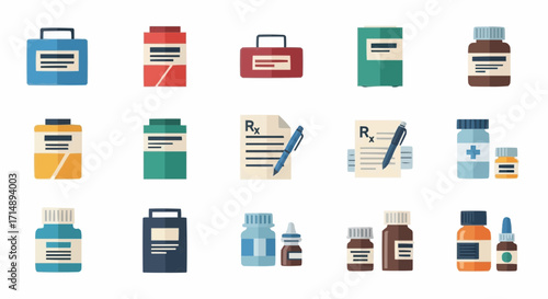Medicine and pharmacy medical supplies and medications vector illustration for healthcare pharmacy and prescription drug concept design vector