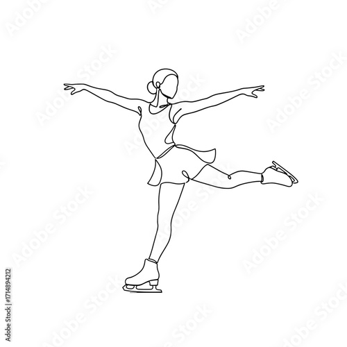 Female figure skater performing a graceful pose on ice  
