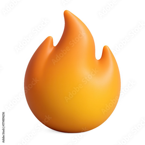 PNG Vibrant 3D orange flame illustration.