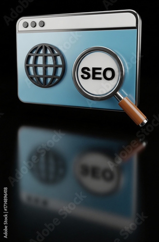 3D SEO Concept: Web Search Optimization Icon