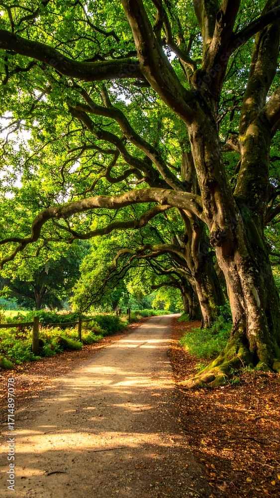 Fototapeta premium Lush green canopy over a pathway