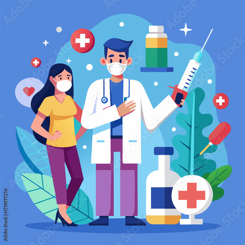 Doctor Giving Vaccination to Patient with Medical Treatment and Healthcare Concept