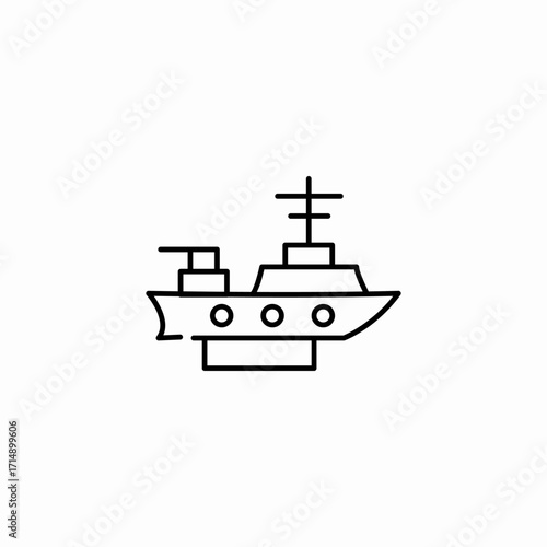 military boat side view icon sign vector