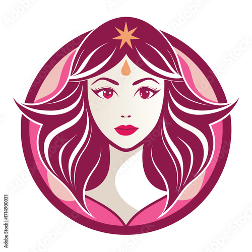 Elegant feminine face logo design for a beauty salon spa or cosmetic brand