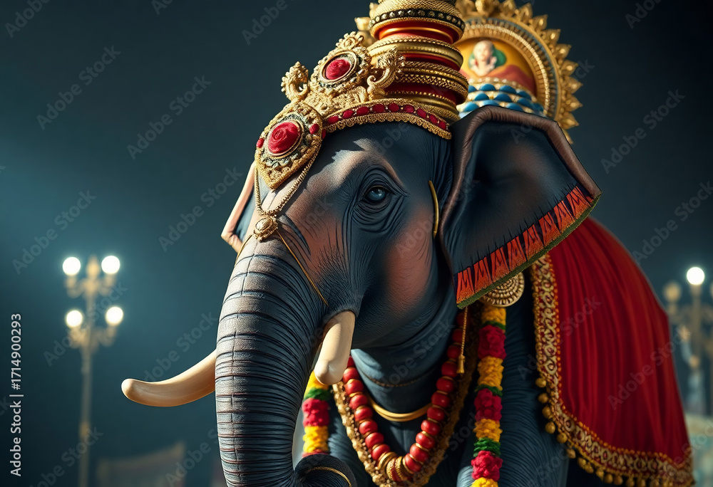 Fototapeta premium A decorated elephant avatar baring the celebration of mysore dasara festival