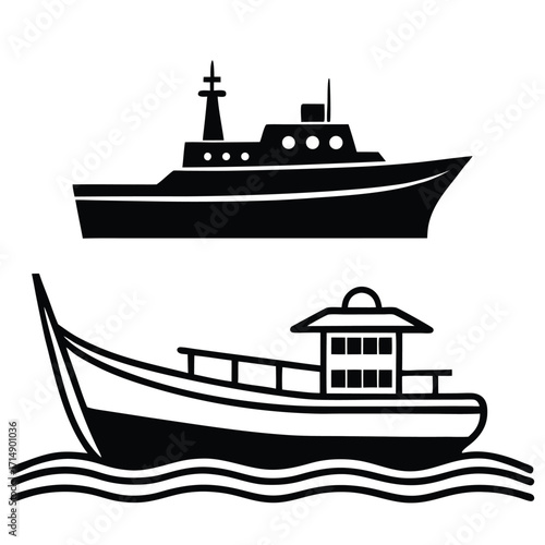 Collection of diverse ship and boat silhouettes for maritime and nautical design projects
