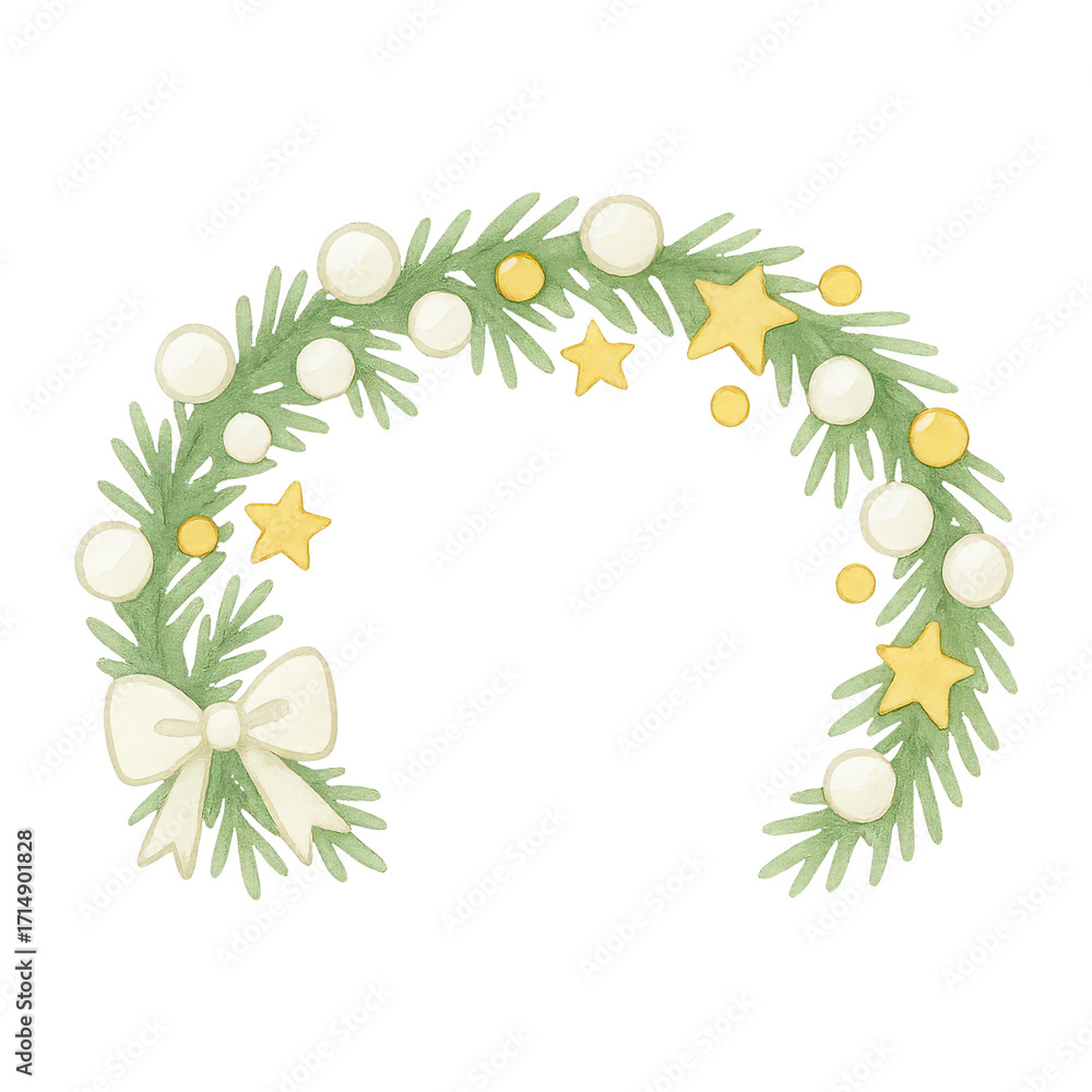Obraz premium PNG Festive wreath with stars.