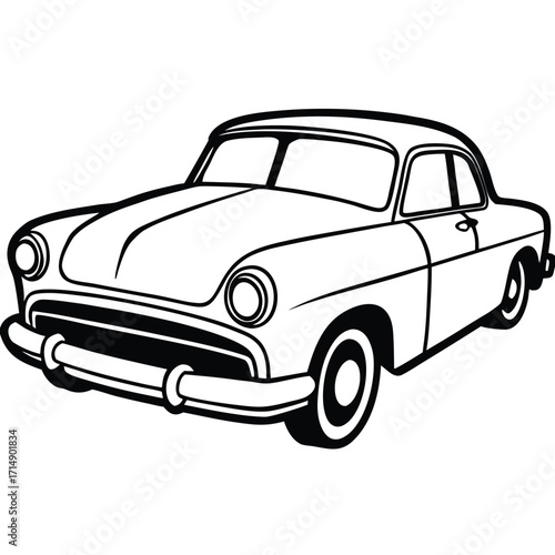 Vintage automobile silhouette with retro design elements and classic car iconography