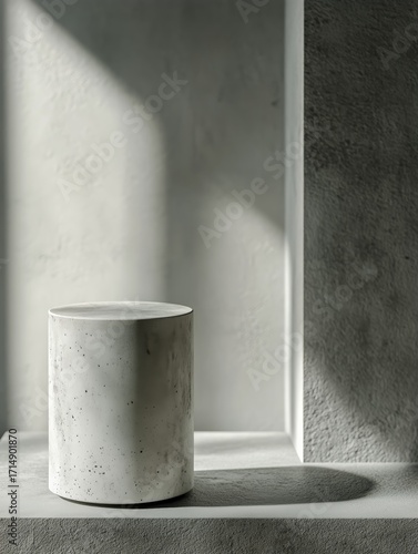 Unique Concrete Planter Displayed on a Minimalistic Shelf in a Sunlit Corner