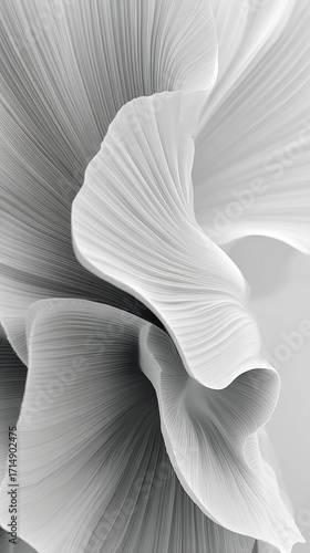 Abstract pleated fabric creates flowing and elegant texture.