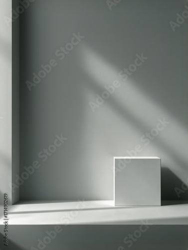 Minimalist White Bowl on a Flat Surface With Natural Light Casting a Shadow.