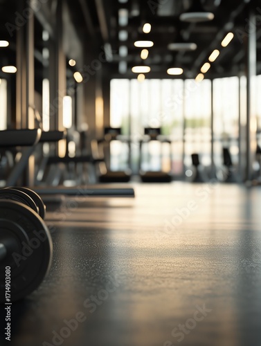 Modern Gym Interior With Fitness Equipment and Ambient Lighting During Daylig...