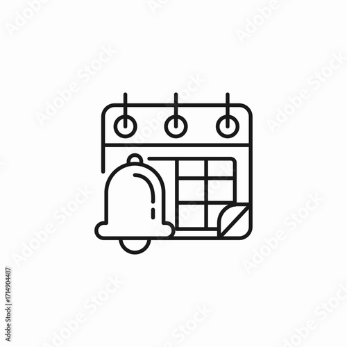 calendar with bell icon sign vector