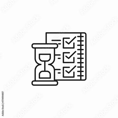 hourglass checklist planning icon sign vector