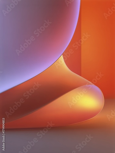 Colorful Abstract Shapes Create a Modern Art Piece in Bright Hues of Orange a...