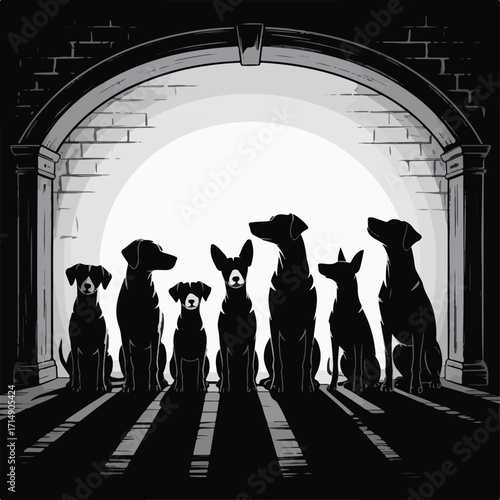 Black Dogs and Shadows on a Wall

