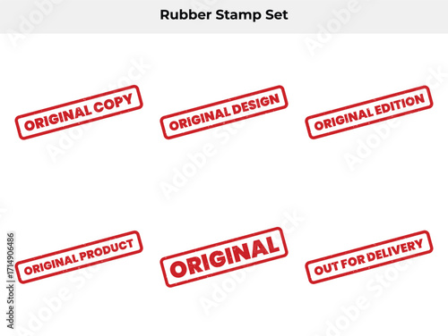 Rubber stamp set featuring original copy, design, edition, product, and delivery texts