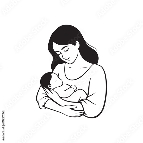 mother with her child silhouette