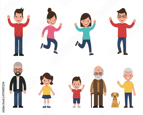 Family Characters and People Icon Set