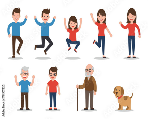 Family Characters and People Icon Set