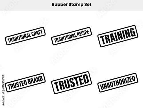 Rubber Stamp Set with Traditional Craft Recipe Training Words on White Background