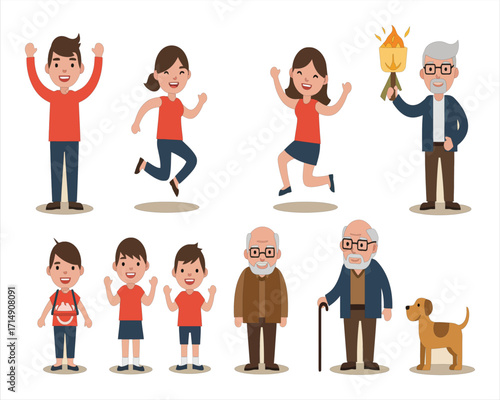 Family Characters and People Icon Set