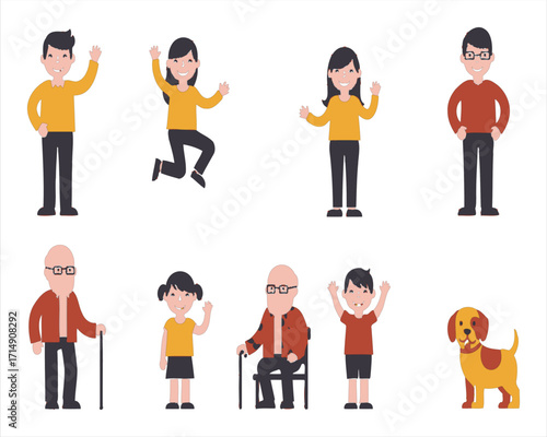 Family Characters and People Icon Set