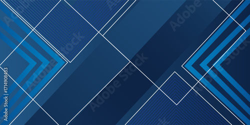 Dynamic fluid blue geometric with hexagon lines gradient background. Vector
